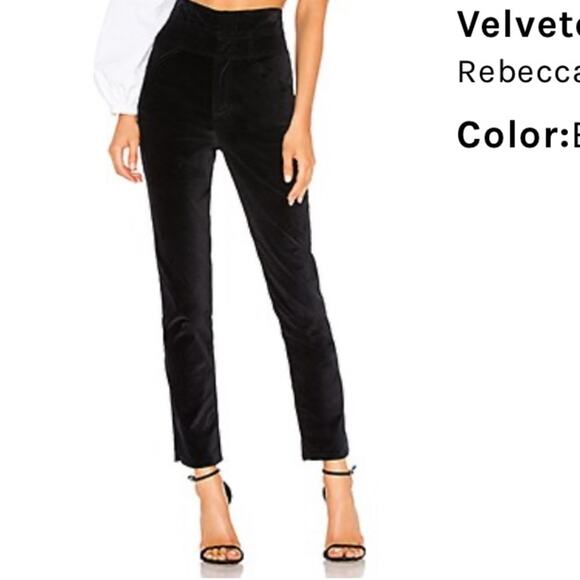 NEW Rebecca Taylor Velveteen Pants Black Velvet High Waisted Straight Leg Size 6 - Picture 2 of 10